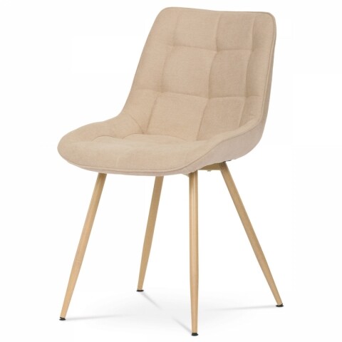 Židle jídelní, krémová látka, kovové nohy, 3D dekor dub CT-394 CRM2 CT-394 CRM2 Autronic