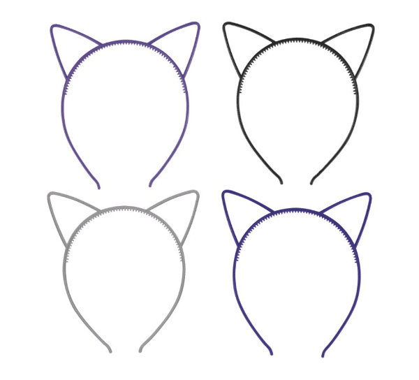 Čelenky s kočičíma ušima – mix barev, 4 ks