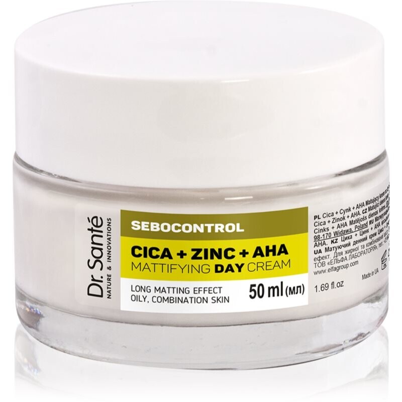 Dr. Santé Sebocontrol Cica + Zinc + AHA matující denní krém pro mastnou pleť 50 ml