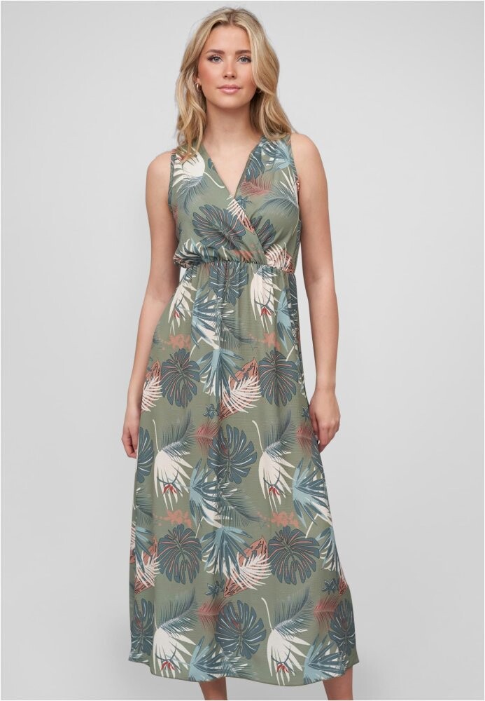 Maxi Kleid in Wickeloptik mit Tropical All Over Print XXL