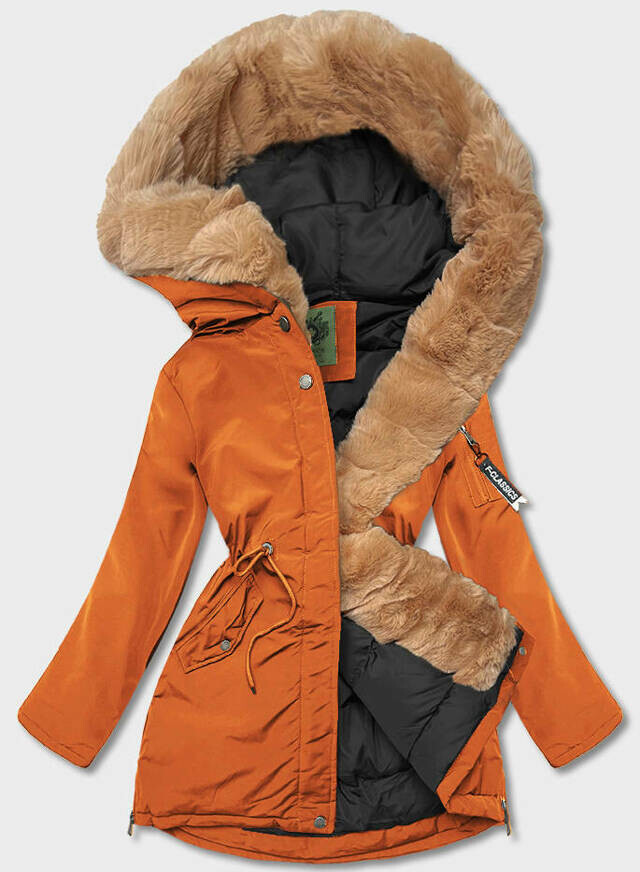 Damska parka zimowa pomarańczowa (CAN-588BIG) - 46 - odstíny oranžové