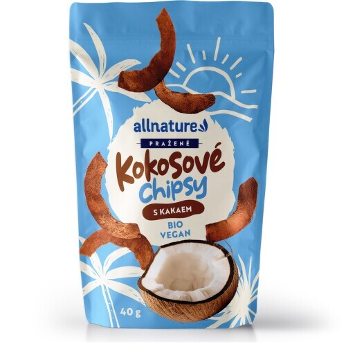 Allnature Kokosové chipsy pražené s kakaem BIO 40 g