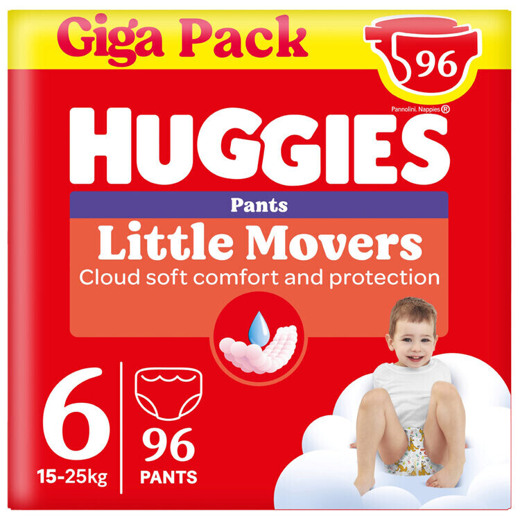 HUGGIES® Kalhotky jednorázové Little Movers Pants vel. 6, 96 ks BOX