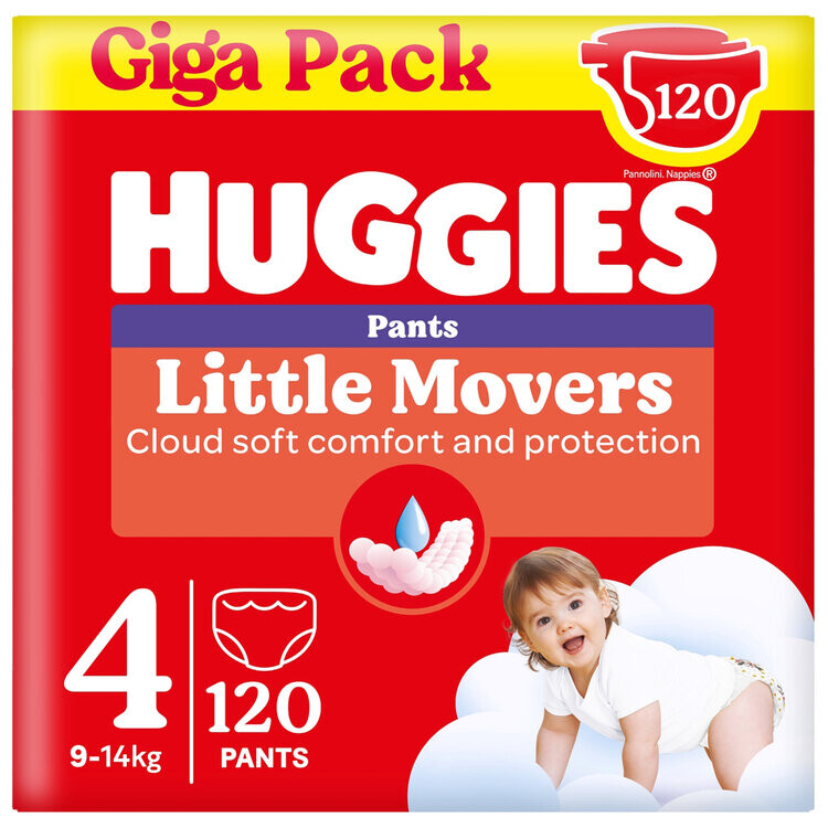 HUGGIES® Kalhotky jednorázové Little Movers Pants vel. 4, 120 ks BOX