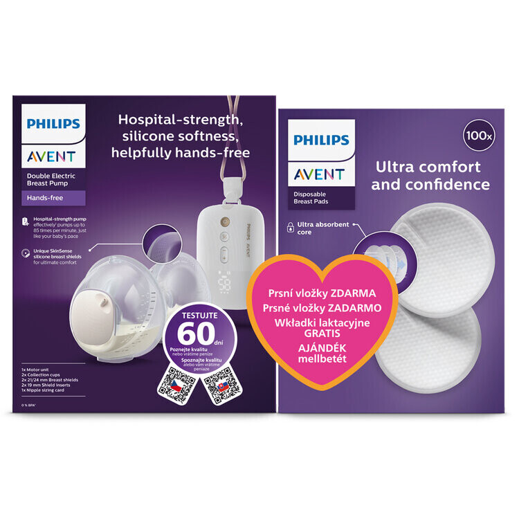 Philips AVENT Odsávačka mateřského mléka elektrická Hands-Free DUO Premium Plus SCF532/11+Dárek