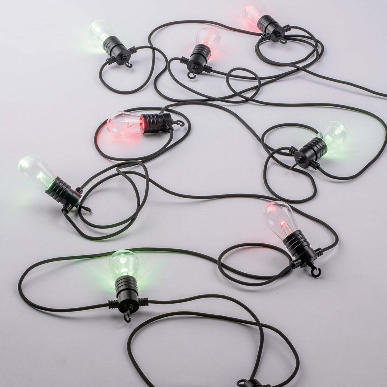 FANEUROPE Kabel se svítidly PICNIC, černý, polykarbonát/plast, 10 LED žárovek, RGB+CCT, stmívatelné, Wi-Fi, IP65, délka 10 m