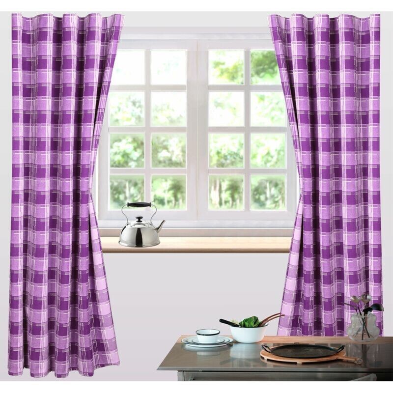 Závěs bavlněný hotový, Nová Bella, fialový s tunýlkem 160 x 130 cm