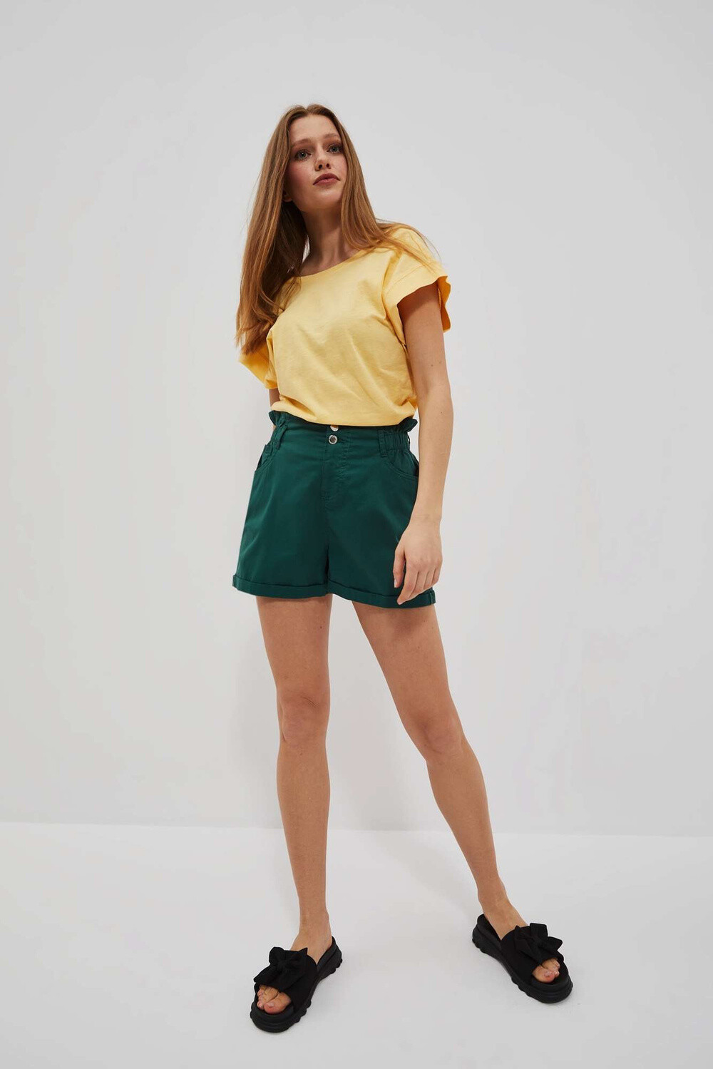 Marisse Women's Shorts L-Sh-4010 Palm Leaf