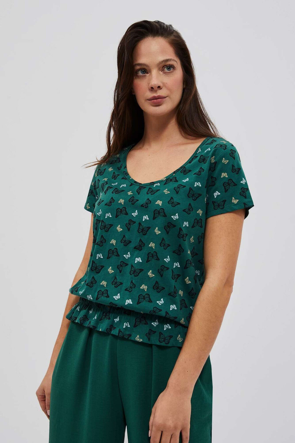 Marisse Women's T-Shirt L-Ts-4054 Palm Leaf