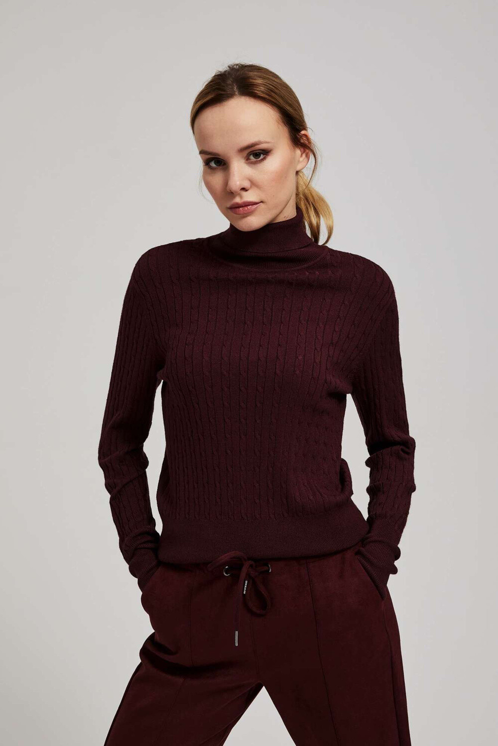 Marisse Thin Turtleneck Sweater, Chestnut