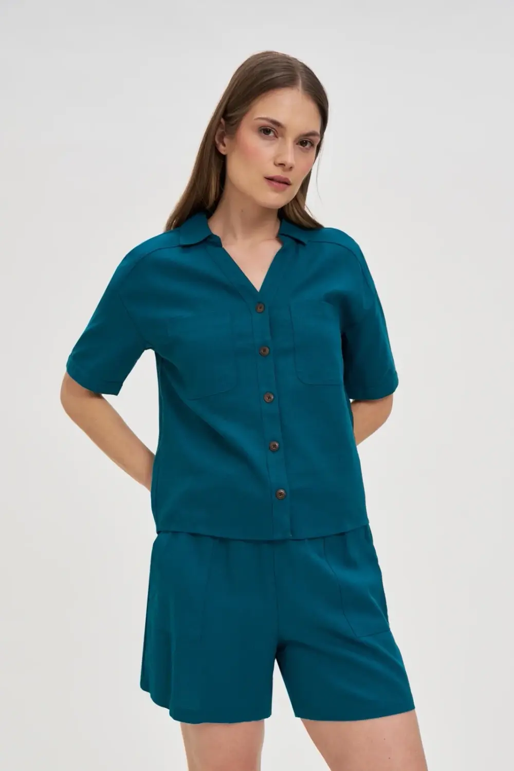 Marisse Green Viscose And Linen Shirt