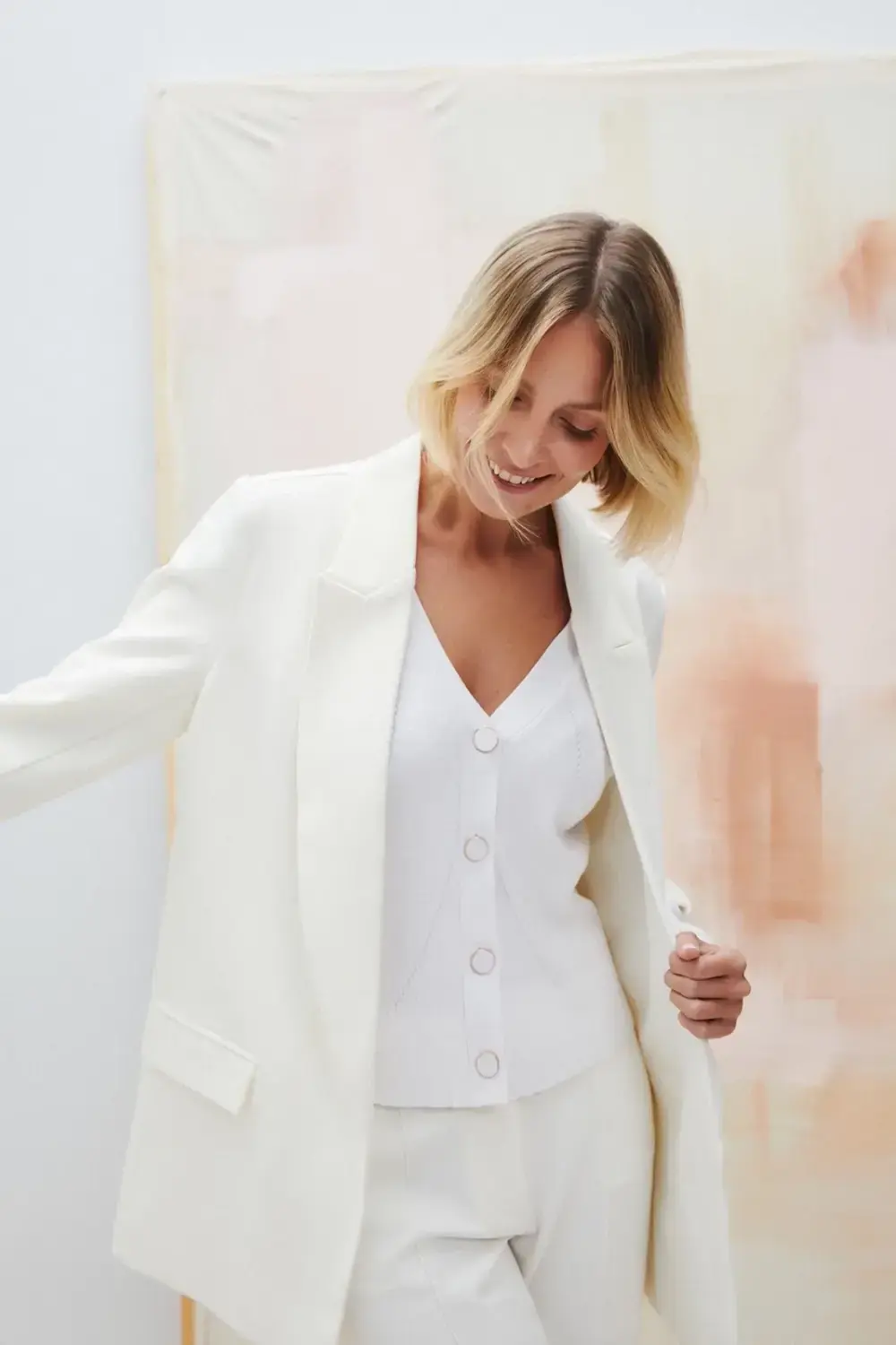 Marisse Women's Jacket L-Mr-4601 Off White