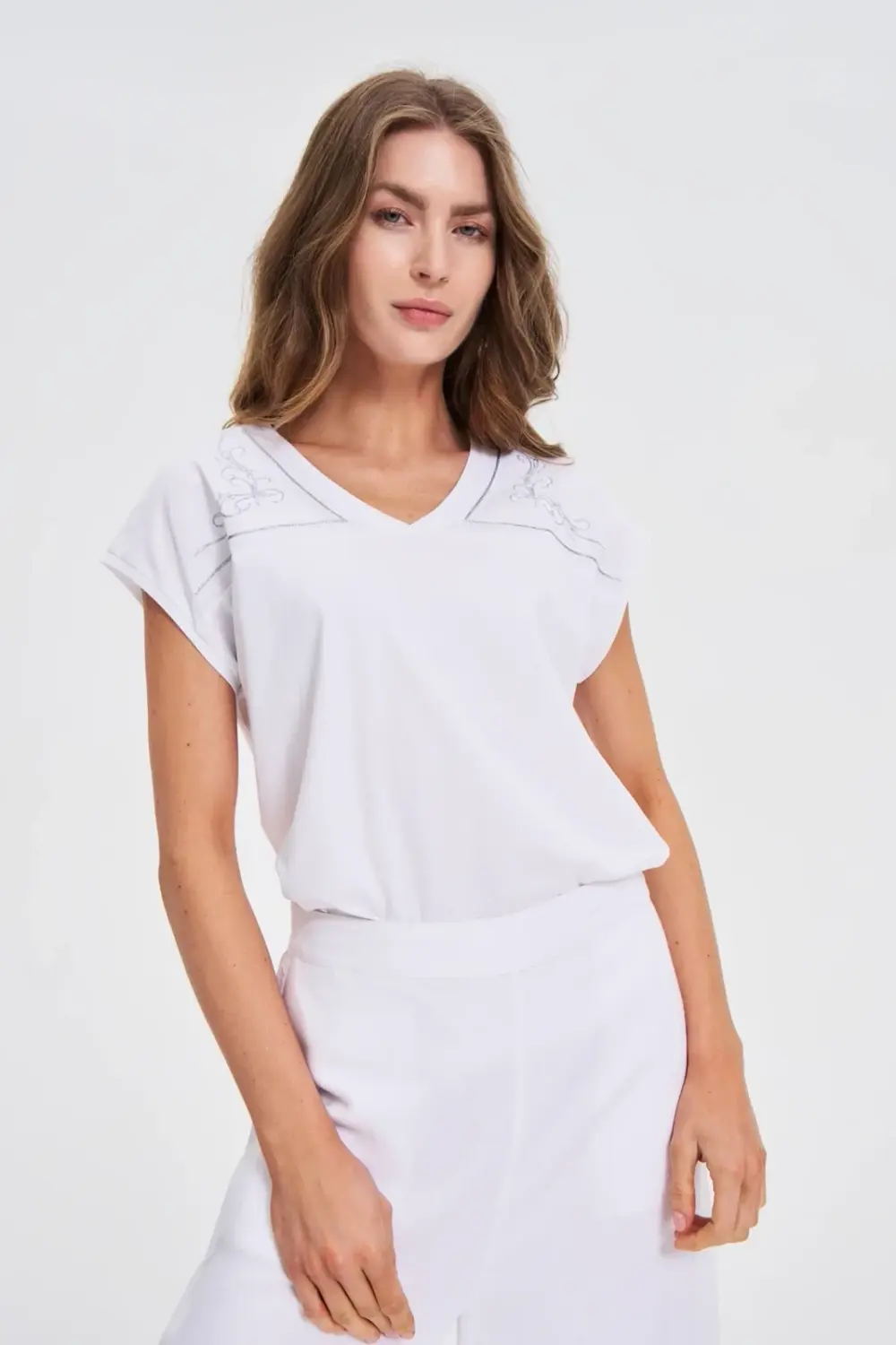 Marisse White Cotton Blouse