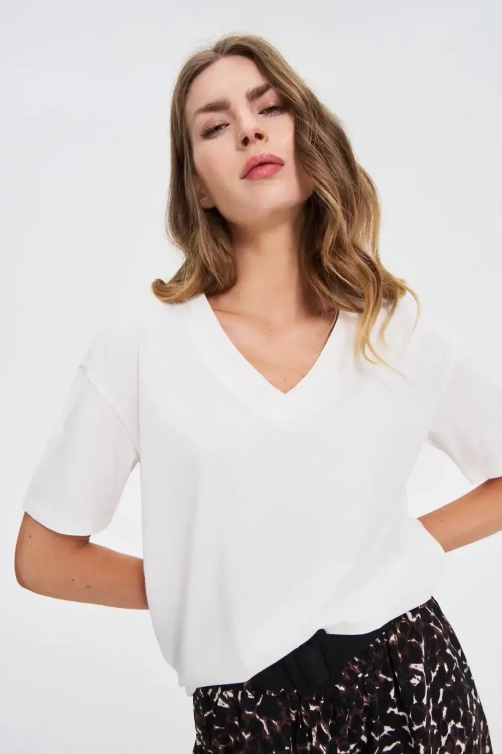 Marisse White V-Neck T-Shirt