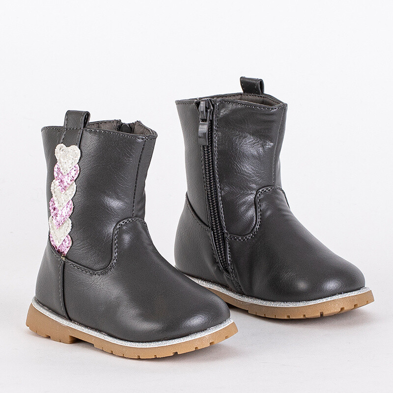 Resti Gray girls boots with a decorative upper Nokimi - Footwear
