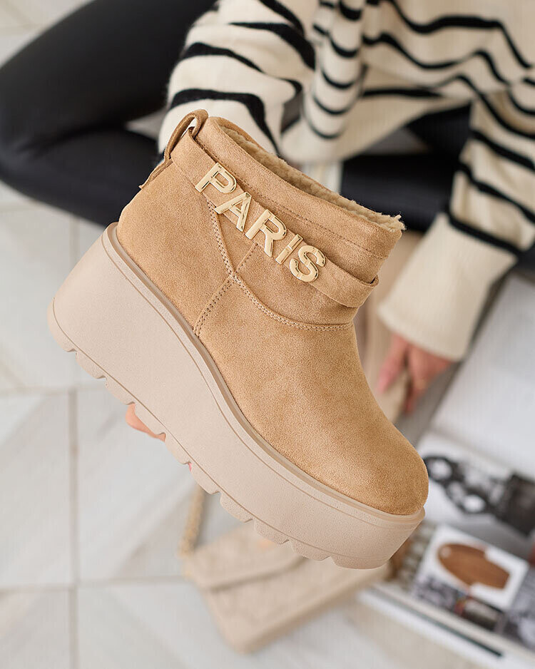 Resti Light brown women's shoes a'la snow boots with ornament Parisela