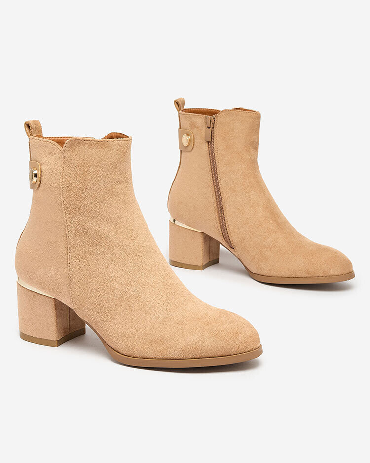 Resti Women's low stiletto boots in light brown Dogdas