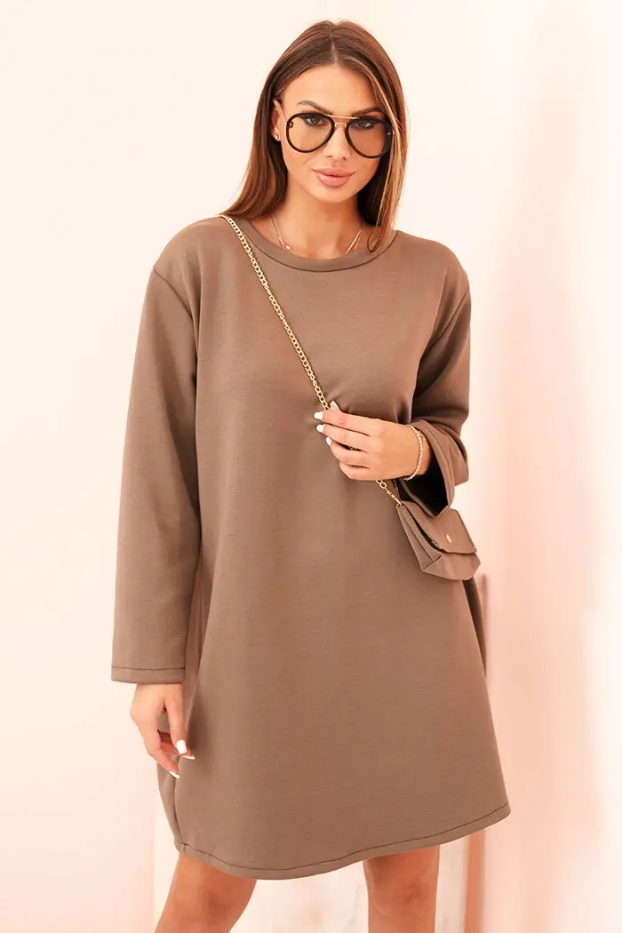 Kesi Włoski Dámská viskózová sukýnka Plus Size s kabelkou na řetízku fango