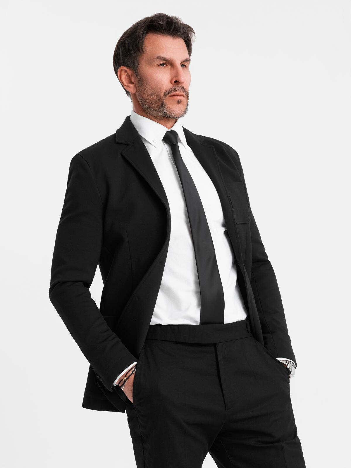 Ombre Men's SLIM knit jacket with subtle texture - black