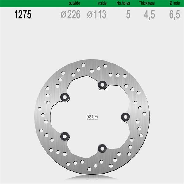 NG Brake Disc Brzdový kotouč NG, Peugeot Geopolis, Satelis 125 / 300 (zadní), 226mm NG1275