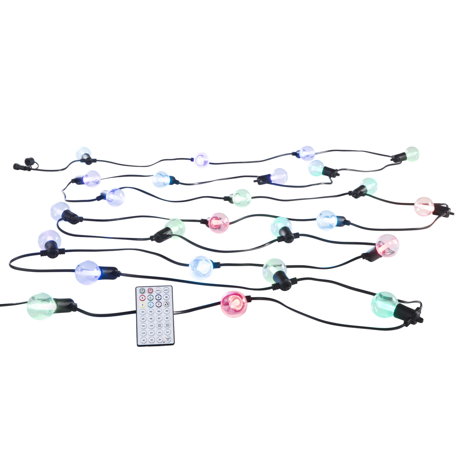 FANEUROPE Řetězové LED osvětlení Picnic, 12 x žárovka E12 RGB, včetně dálkového ovladače, délka 7,32 m