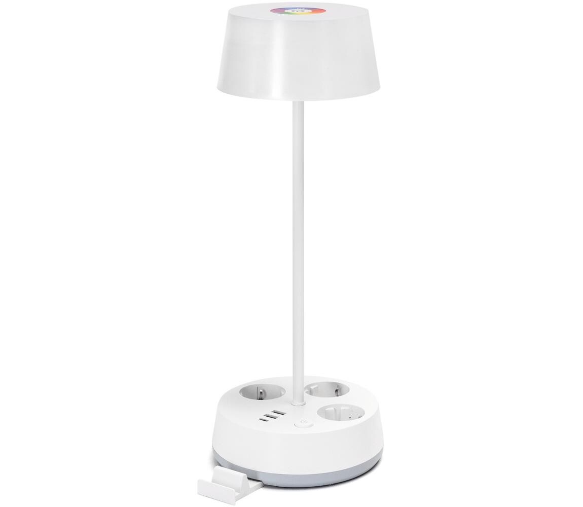 B.V. -LED RGBW Stmívatelná stolní lampa se zásuvkami a USB LED/4,6W/230V bílá