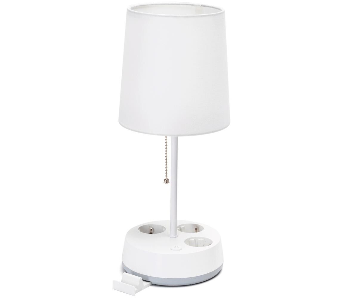 B.V.  - Stolní lampa se zásuvkami 1xE27/60W/230V bílá