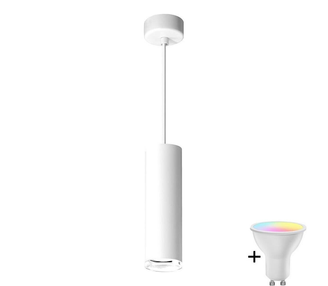 LED RGBW Stmívatelný koupelnový lustr na lanku TURYN 1xGU10/6,5W/230V IP44 bílá