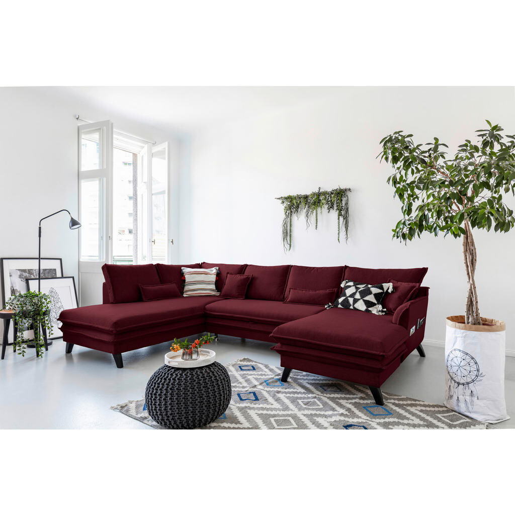 P & B SEDACÍ SOUPRAVA, textil, bordeaux