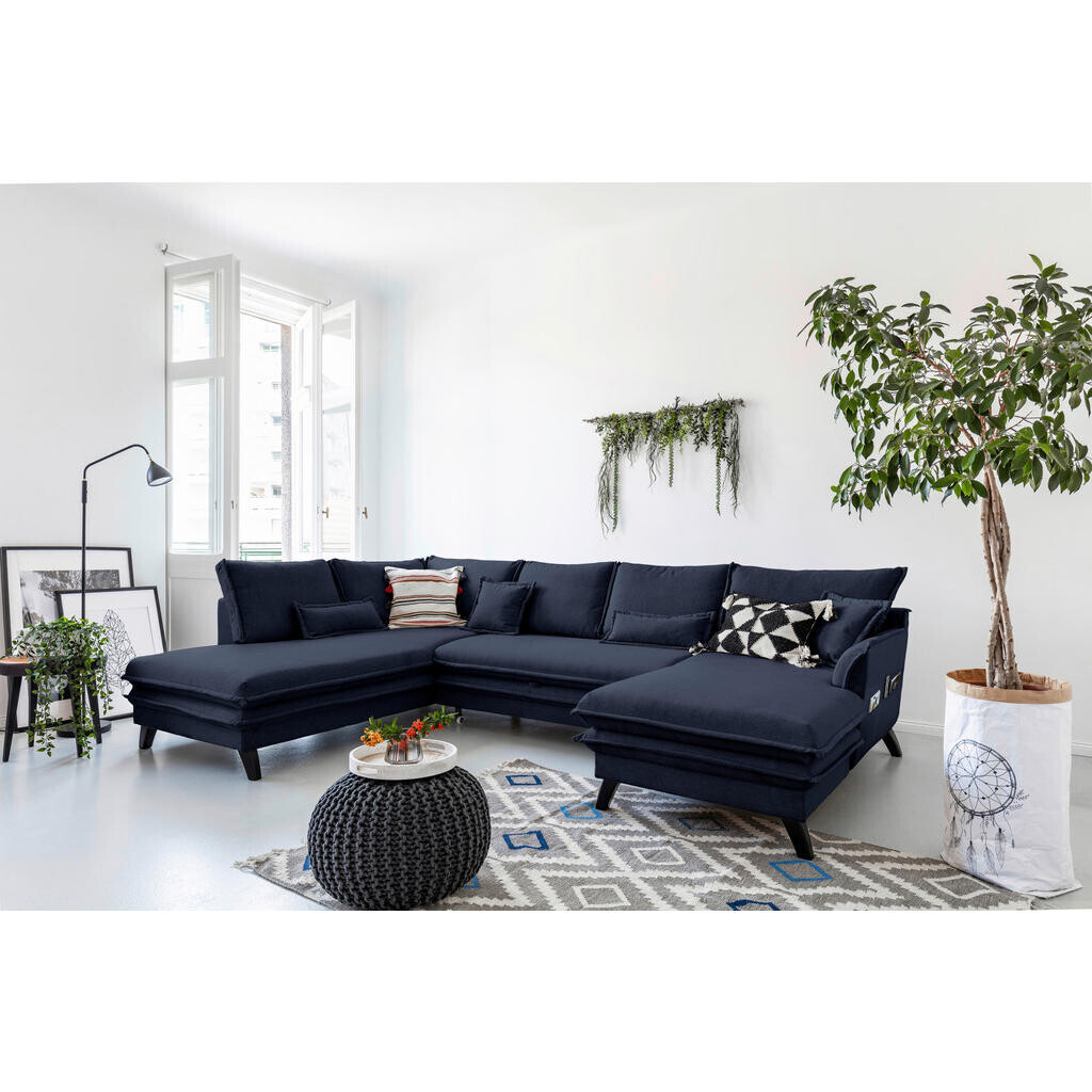 P & B SEDACÍ SOUPRAVA, textil, tmavě modrá