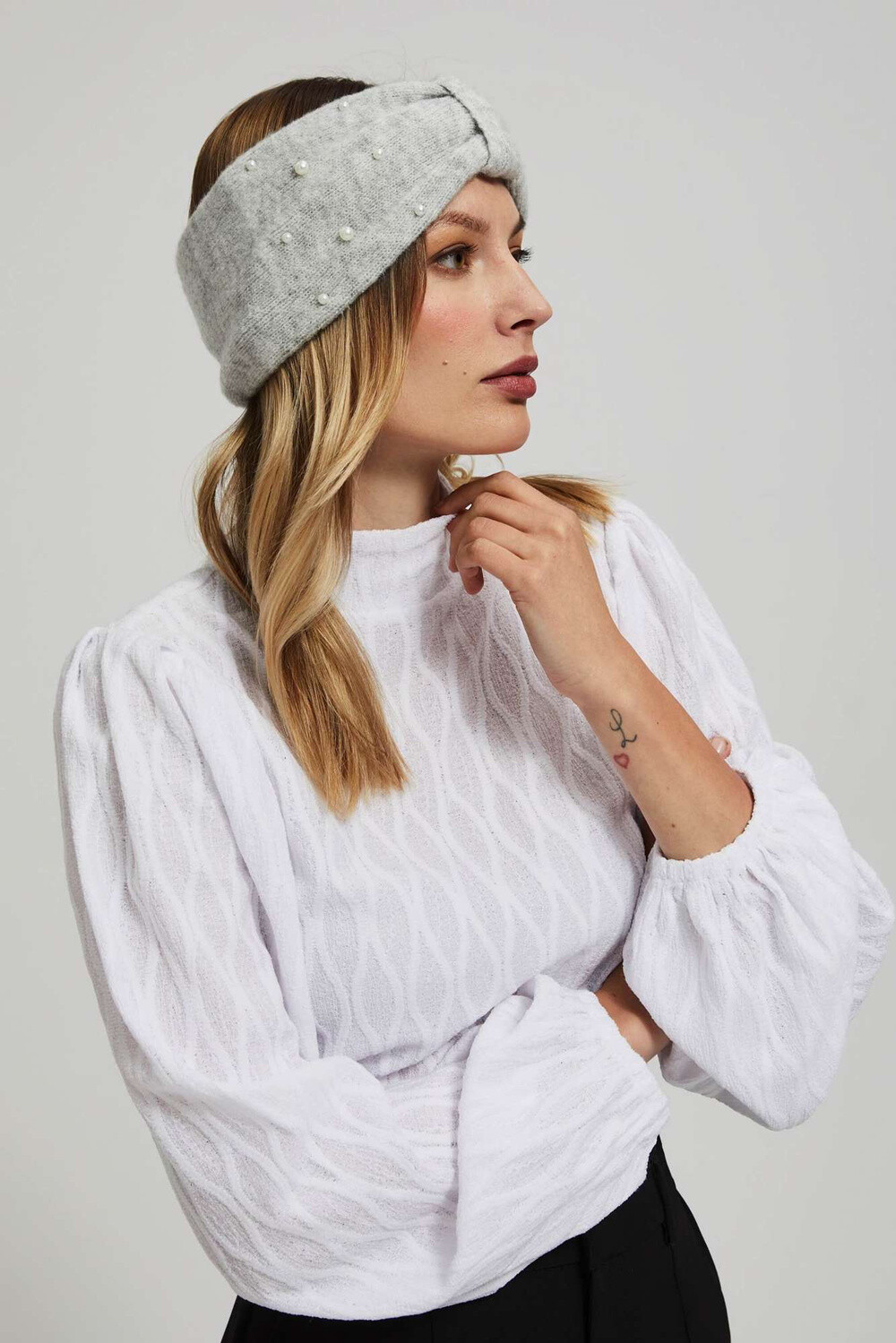 Marisse Gray Knit Headband