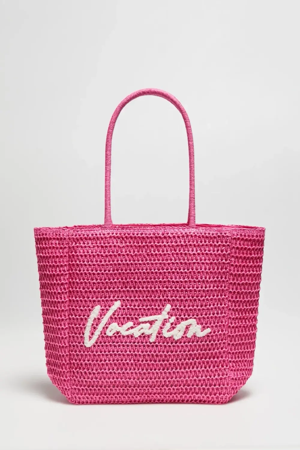 Marisse Pink Woven Bag With Inscription