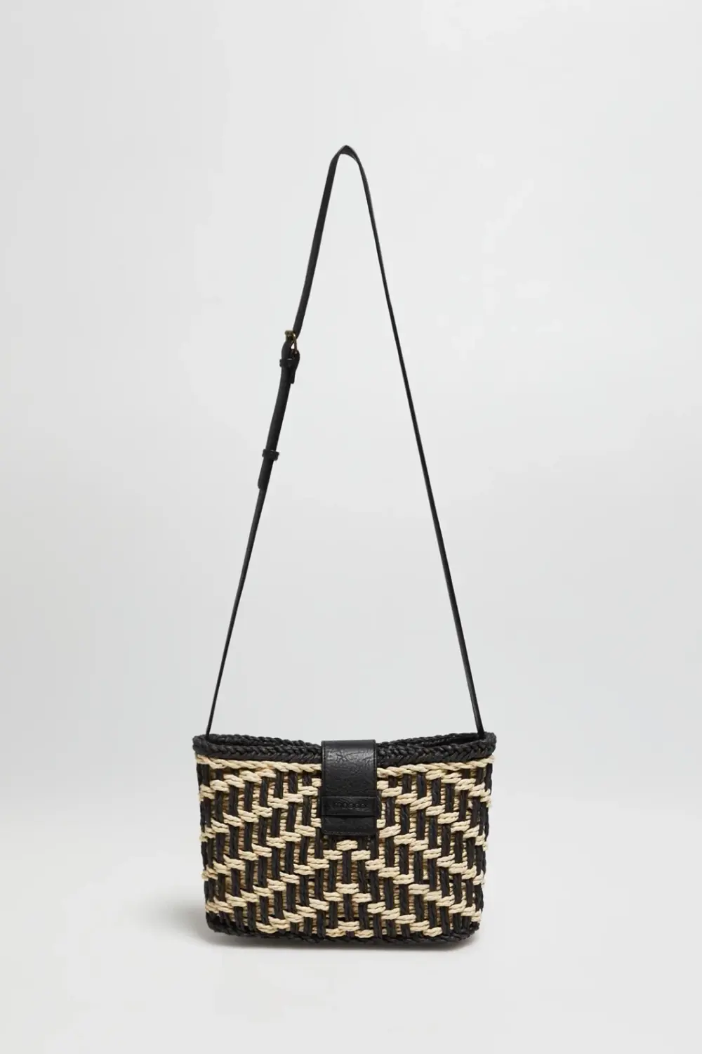 Marisse Black Straw Handbag