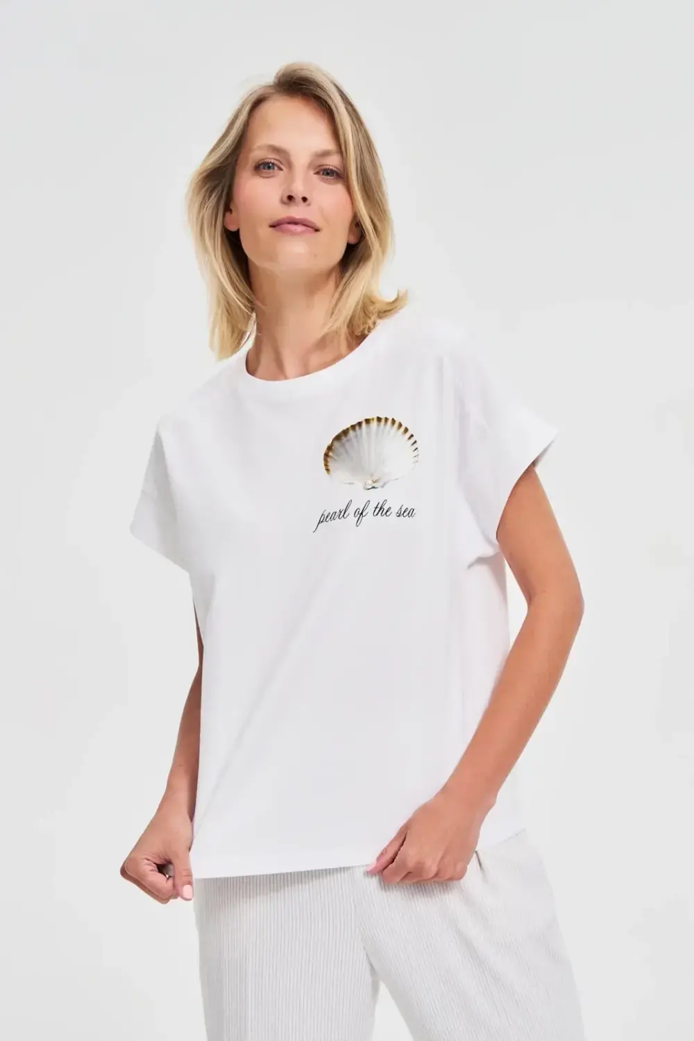 Marisse White Printed Blouse