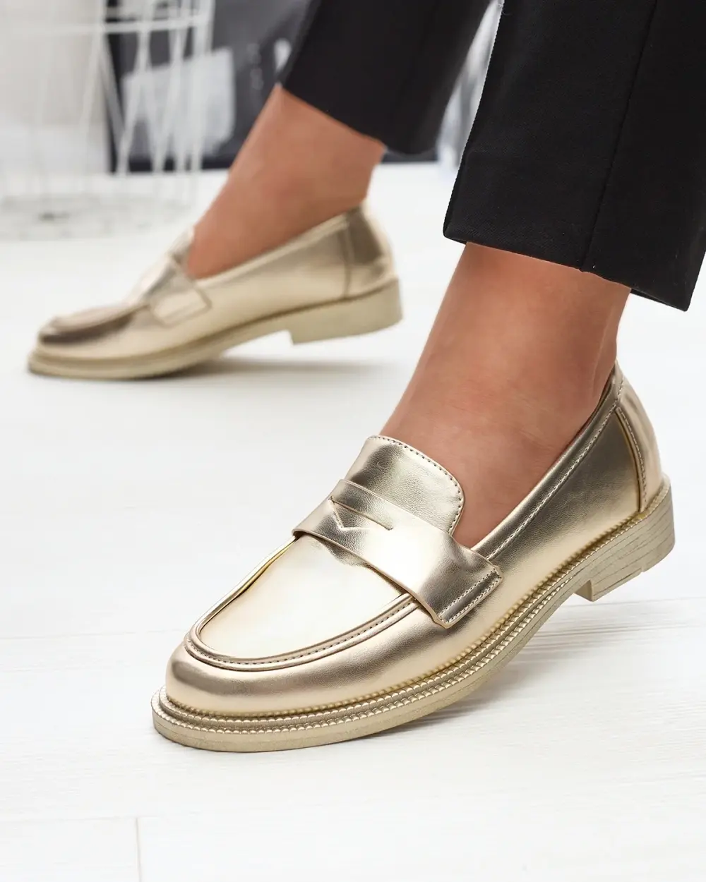 Resti Golden women's moccasins made of eco leather Zibom- Footwear