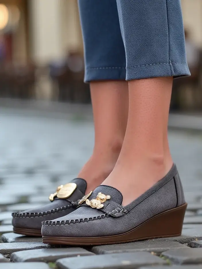 Resti Women's moccasins on a low wedge Mollan