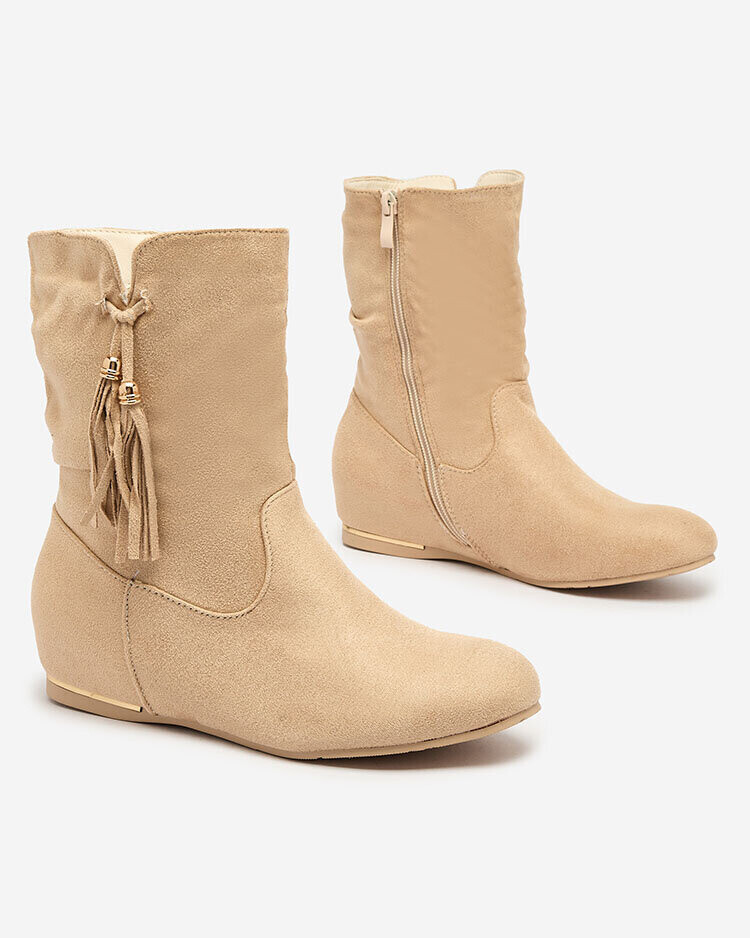 Resti Beige eco-suede boots with a hidden anchor Lovely