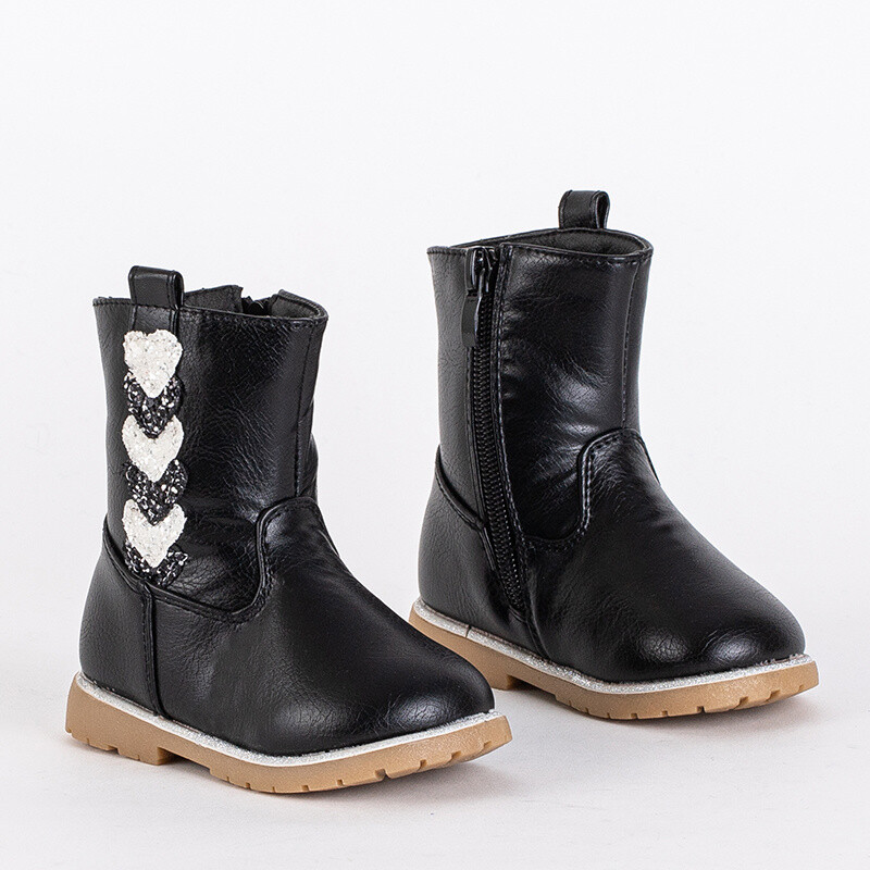 Resti Black girls boots with a decorative upper Nokimi - Footwear