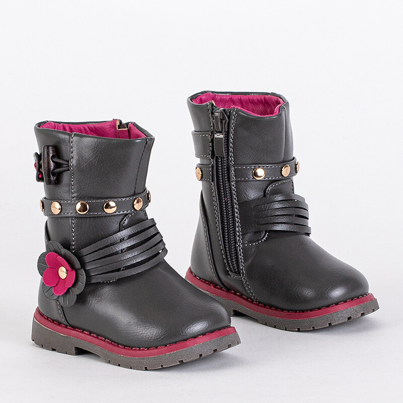 Resti Gray children's boots made of eco leather Kisso - Footwear