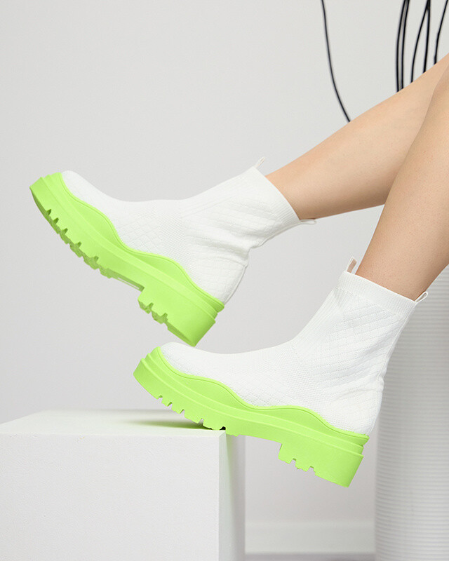 Resti White-green women's flat-heeled boots Seritis - Footwear