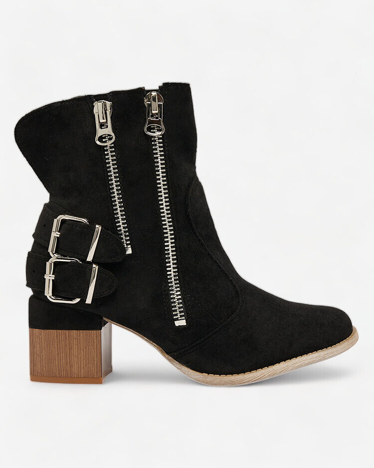 Resti Decorated heeled boots in black Zerta