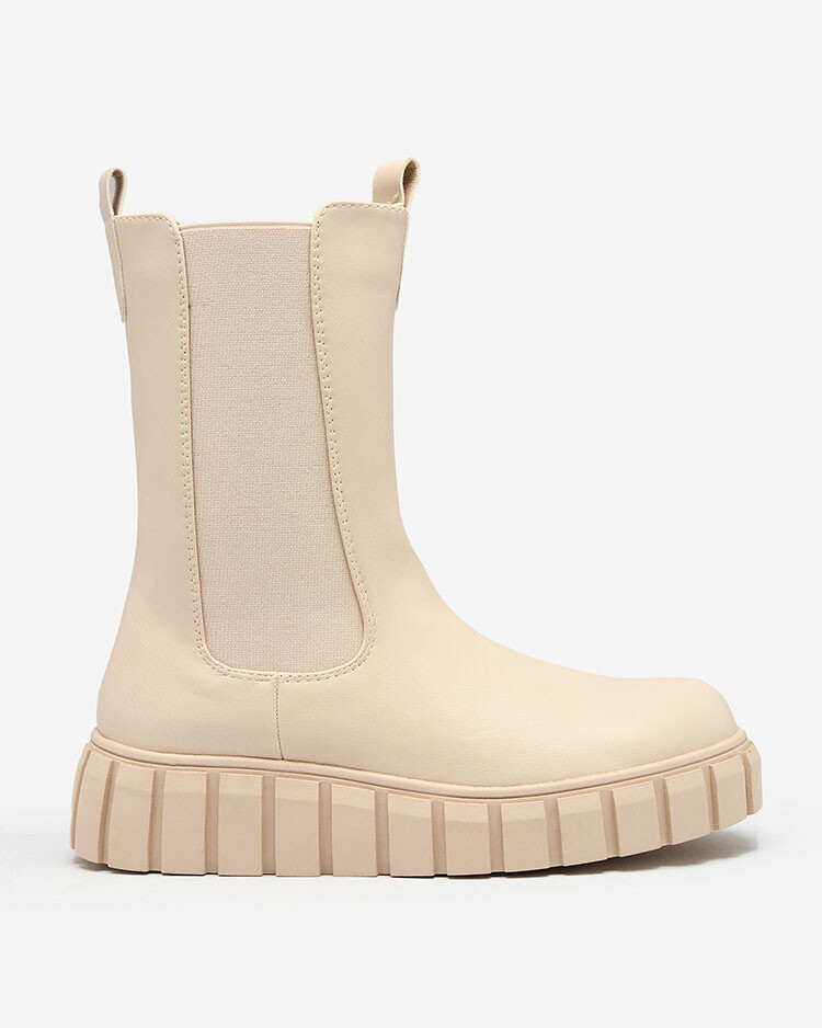 Resti Women's high flat heeled boots in ecru Elicane