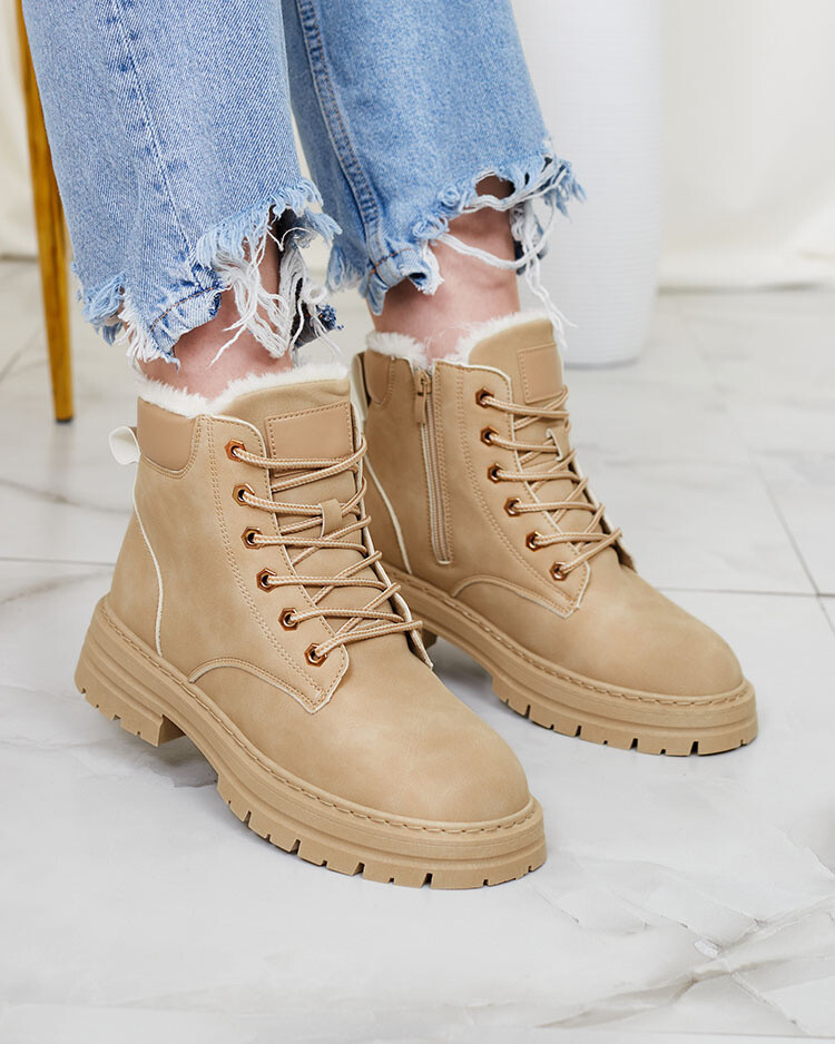 Resti Beige women's insulated trapper boots Radoras