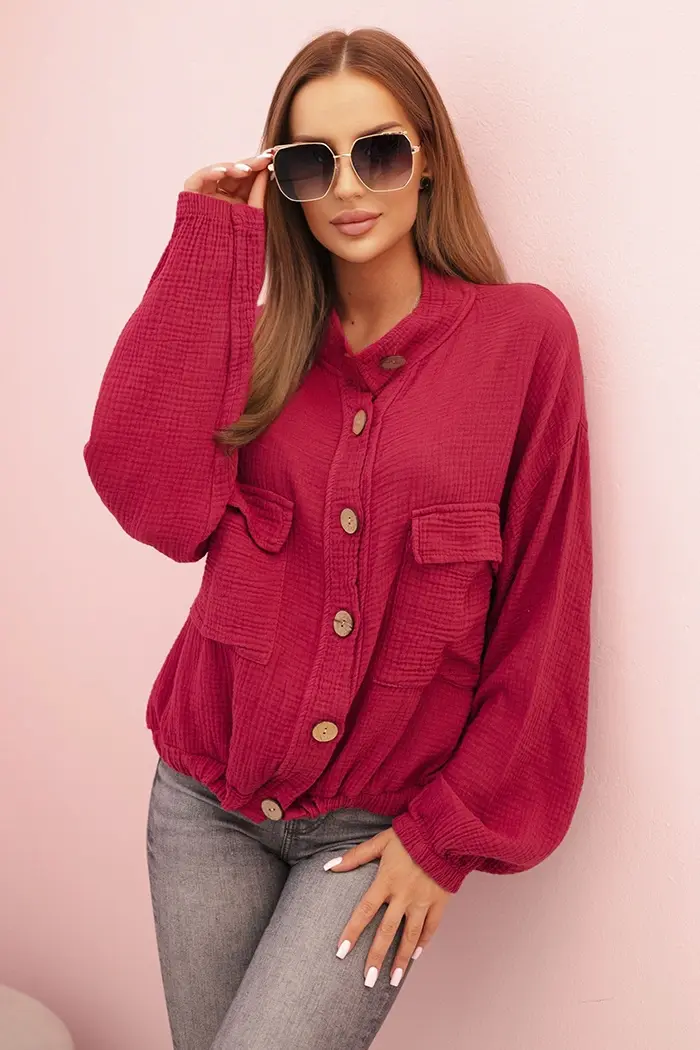 Kesi Włoski Dámská mušelínová košile s dlouhým rukávem švestková