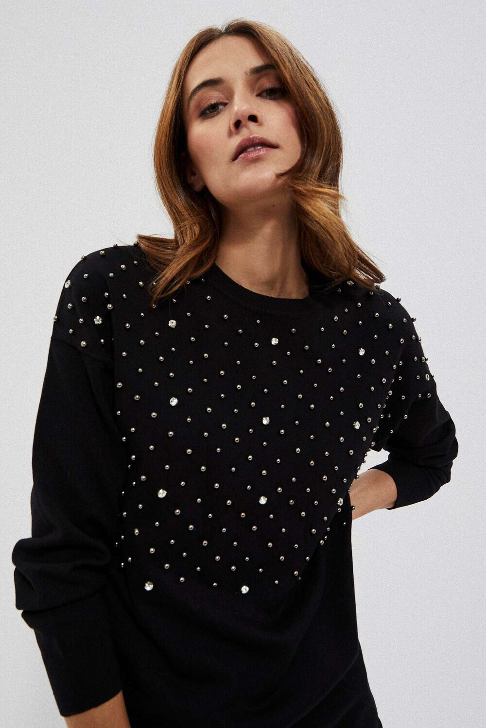 Marisse Sweater With Pearls Z-Sw-3656 Black