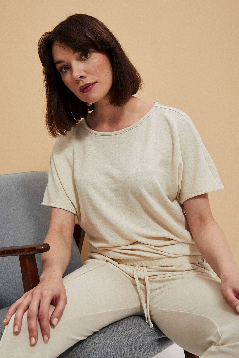 Marisse Women's Sweatshirt L-Bl-3706 L.Beige