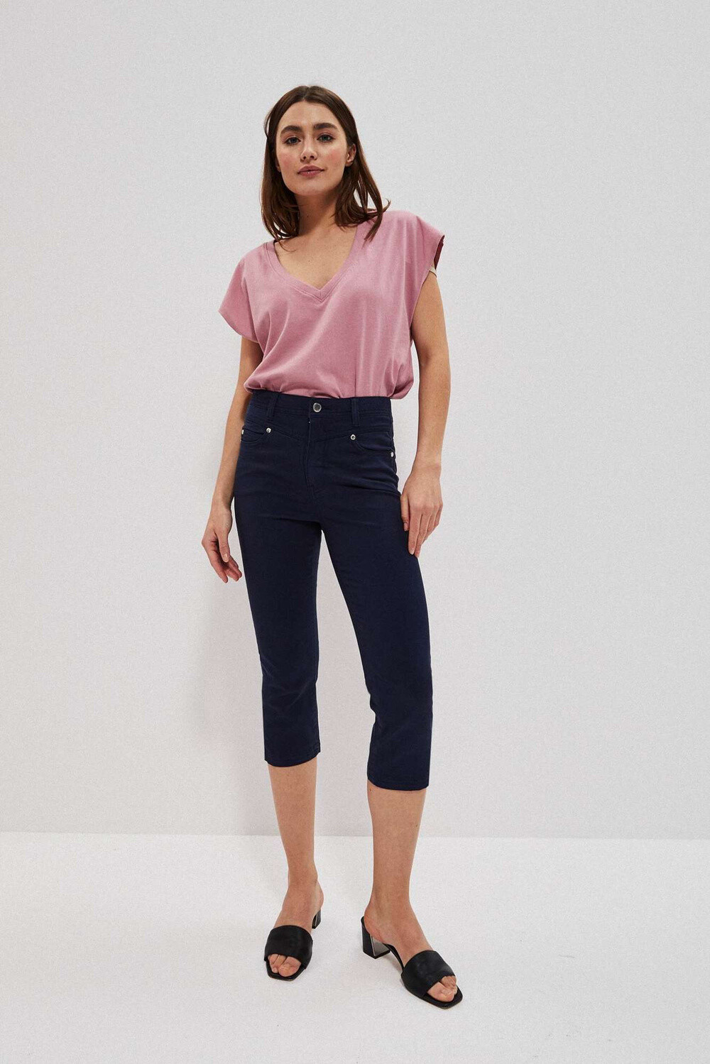 Marisse Lyocell Capri Pants L-Sp-3709 Navy