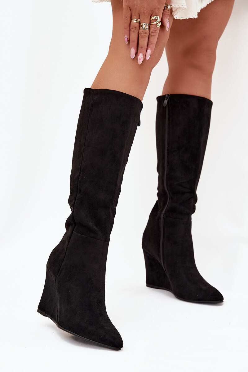 Boto Zateplené Dámské Kozáky Na Platformě Černé Rosina