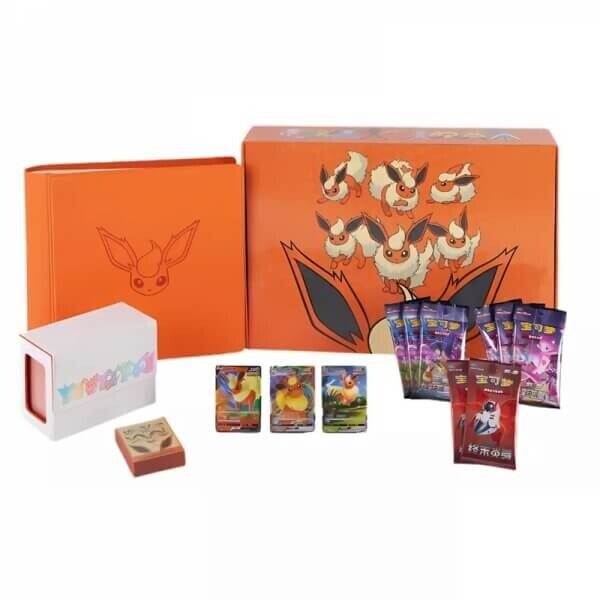 Pokémon karty Flareon Gift Box Binder CHI Eevee GX - čínský