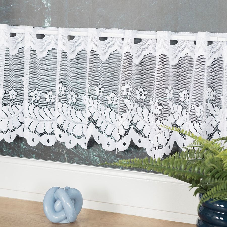 Dekorační metrážová vitrážová záclona KRISTA bílá výška 30 cm různé rozměry MyBestHome Rozměr: 120 cm